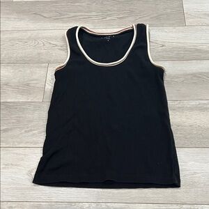 LOFT Black Tank Top with Cream Trim